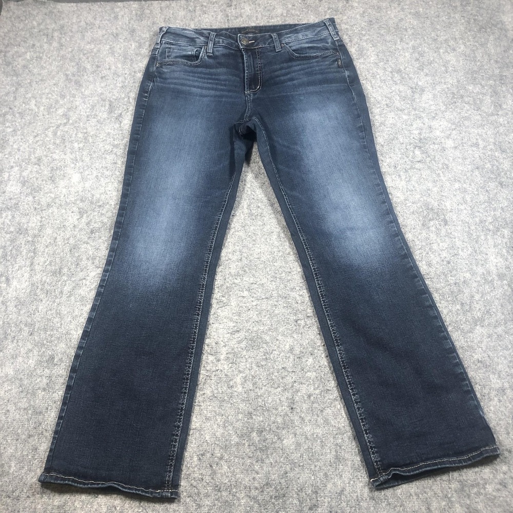 Silver Jeans Co‎ Suki Slim Boot Jeans Womens 12 Dark Wash Mid Rise Stretch Denim